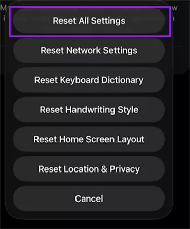 Reset All Settings