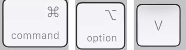 Command plus Option plus V