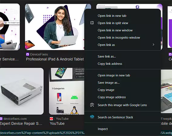 Right click on the image