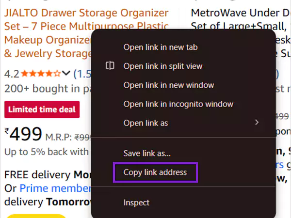 Select Copy link address