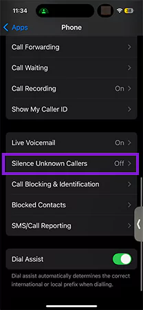 Silence Unknown Callers