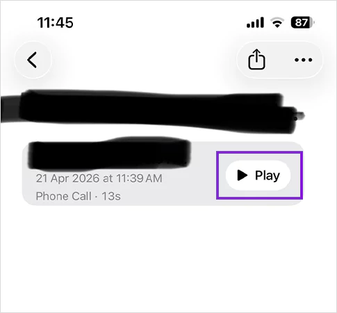 Choose the recording and then tap on the Play button