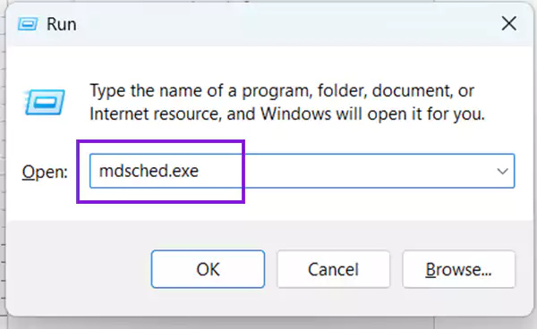 Press Windows R and type mdsched exe