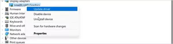 Right Click the Driver