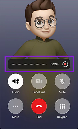 To pause or stop the voice conversation capture tap on the call recording again