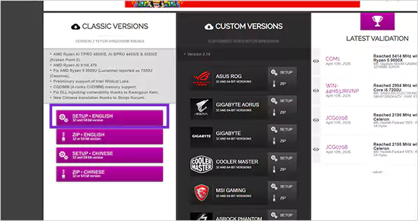 Visit CPU Z website and download the software
