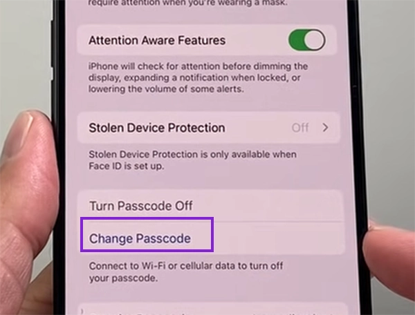 Click on Change Passcode