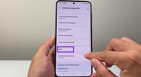 Click on Reset