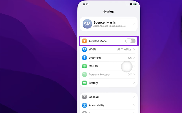 Disable Airplane Mode