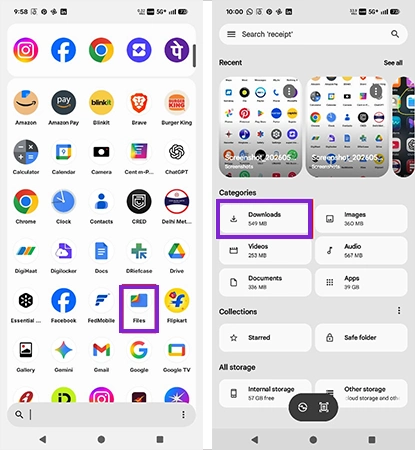 Pixel My Files download UI