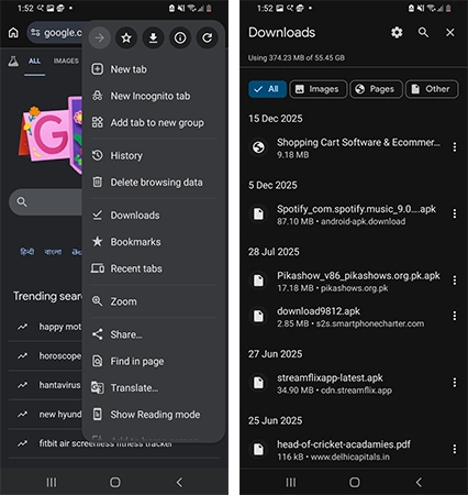 download UI on Chrome