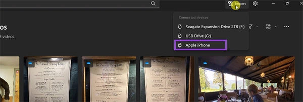 Select the connected device