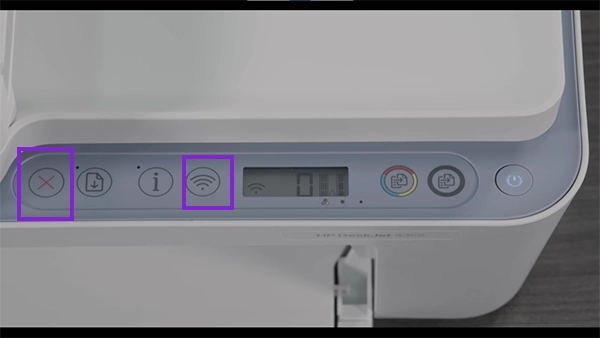Locate the Wireless and Cancel buttons in your printer.