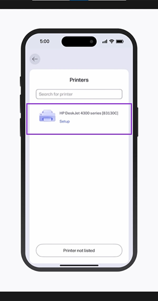 Tap on the available printers