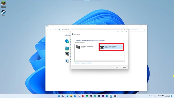 Select the option that shows the name of your printer. 