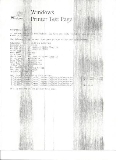 Vertical Printer Streaks
