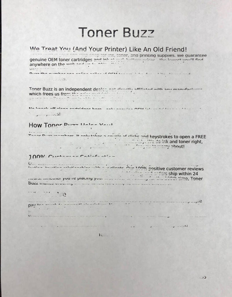 Printer with white lines and missing print
