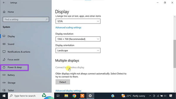 Click on Connect to Wireless Display.