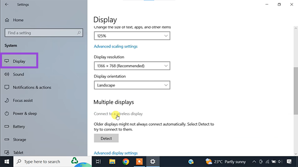 Click on Display