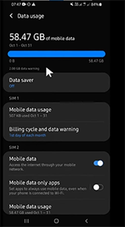 Complete data usage