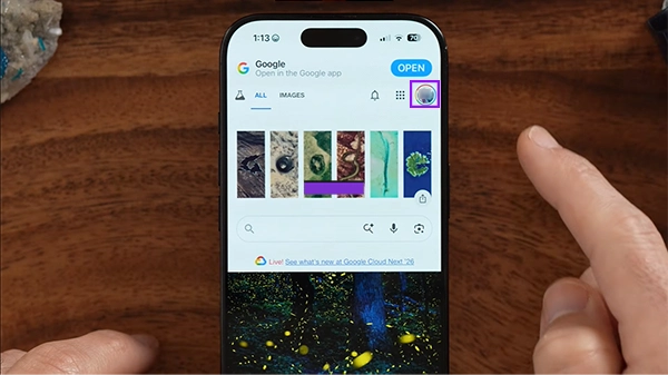 Open Google and click on your profile icon
