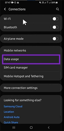 Tap on Data Usage
