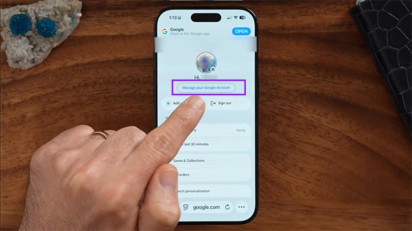 select manage my google account